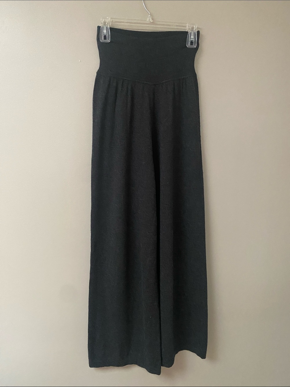 sparrow Black High-Waist Wide-Leg Wool Pants small